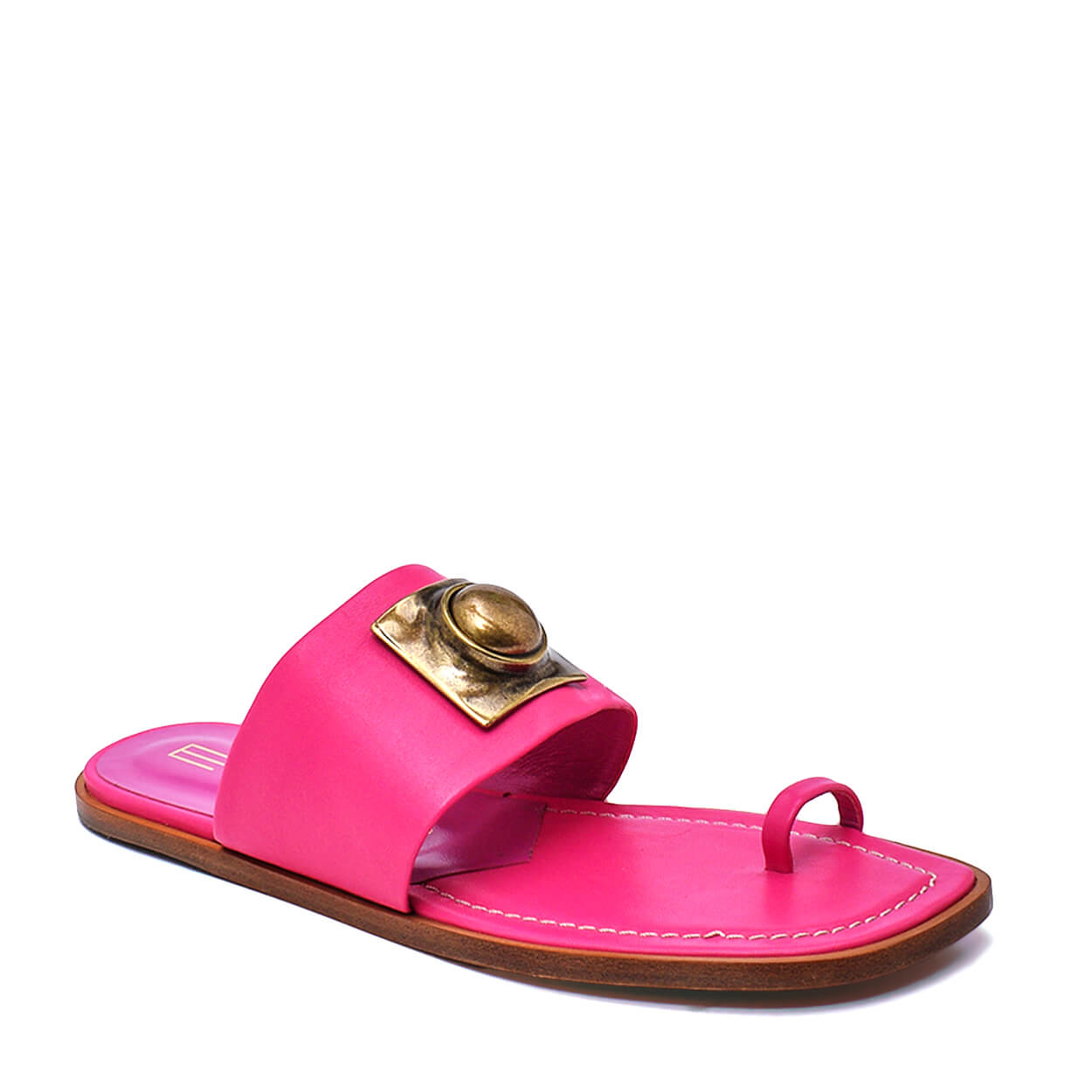 Etro -Pink Leather Ball stud toe strap sandals 39